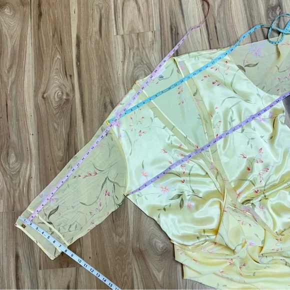 Oscar de la Renta Pink label Peignoir Top Kimono Robe Pant set Floral Print L - Picture 16 of 17